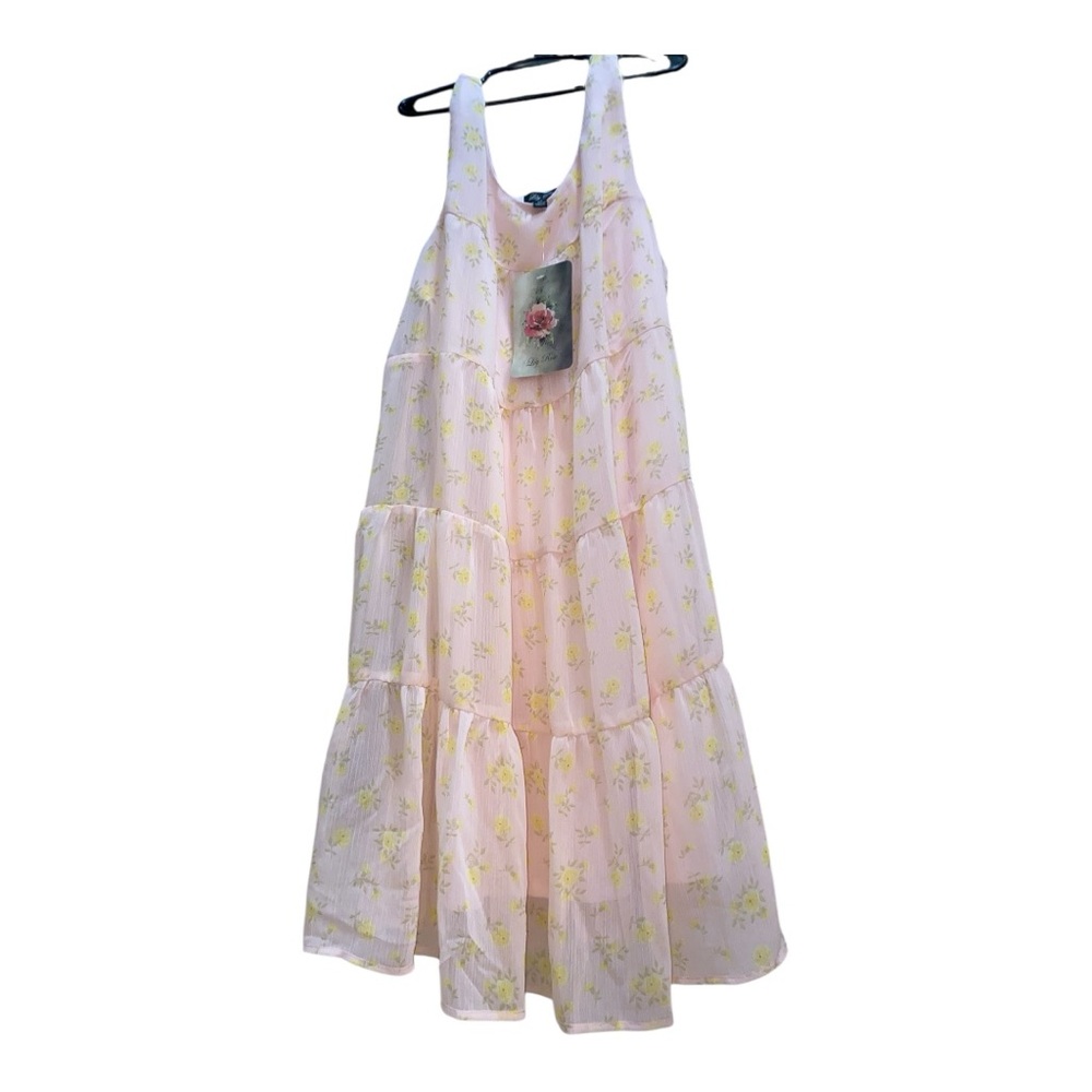 NWT. Pink with yellow floral pattern dress.